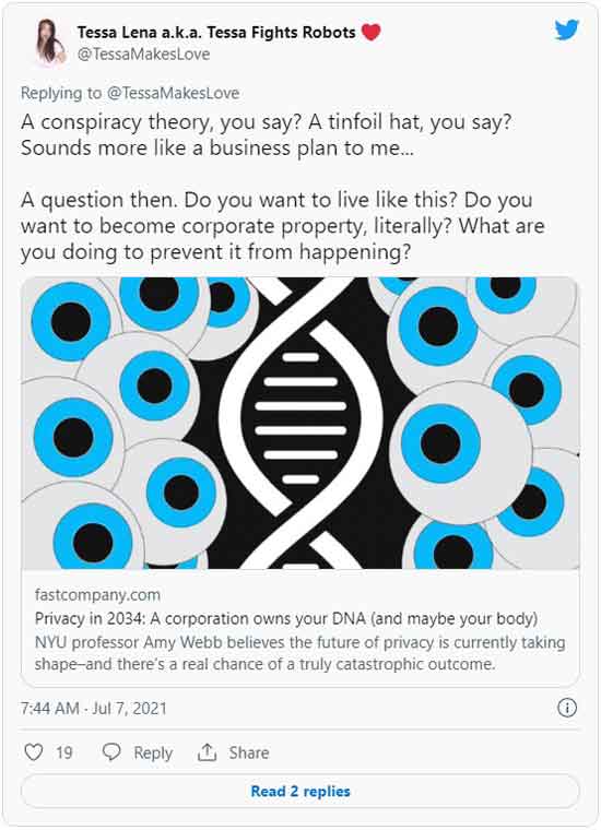 tessa lena conspiracy theory tweet