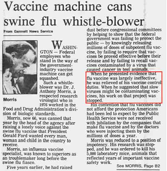 vaccine machine cans swine flu whistle blower